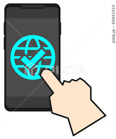 スマホでネットに接続するイラストのイラスト素材