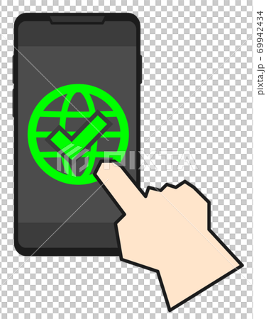スマホでネットに接続するイラストのイラスト素材