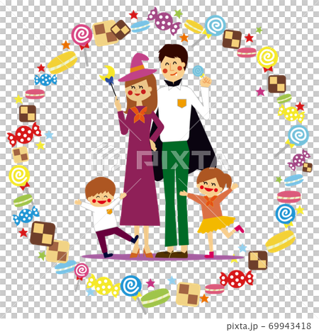 Family enjoying Halloween Sweets leasing Family enjoying Halloween Sweets leasing 69943418