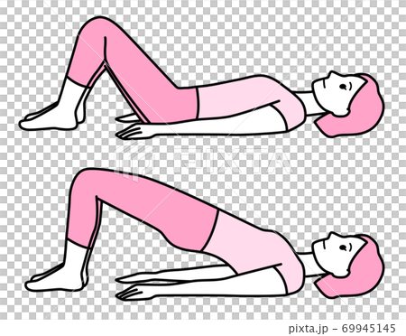 Women doing hip-raising exercise - Stock Illustration [69945145] - PIXTA