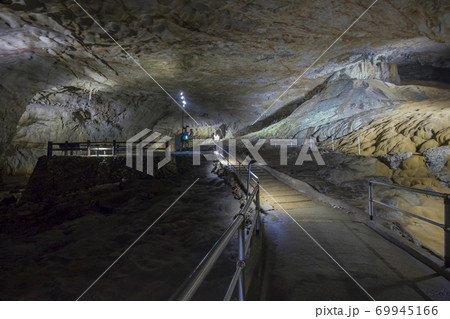 山口県　美祢市　秋芳洞　鍾乳洞　洞窟　川　 69945166