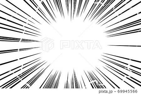 漫画風背景素材　集中線と稲妻の効果 69945566