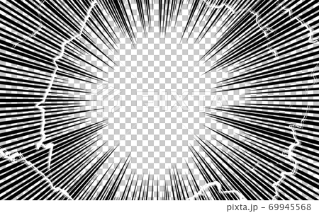 卡通風格背景素材：集中線和閃電效果 69945568