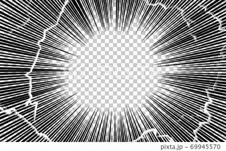 卡通風格背景素材：集中線和閃電效果 69945570