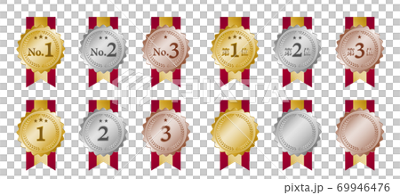 Ranking icon material set of three-dimensional medal illustration Ranking icon material set of three-dimensional medal illustration 69946476