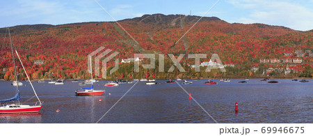 Lake and Mont Tremblant in autumn, Quebec Lake and Mont Tremblant in autumn, Quebec 69946675