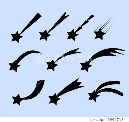 Falling stars vector set. Shooting stars isolated from background. Icons of meteorites and comets. 69947124