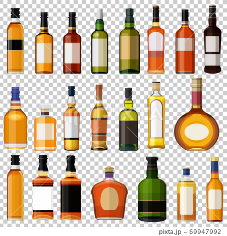 イラスト素材 ウイスキー 酒セット 洋酒 ロック アルコール アイコン ベクターのイラスト素材