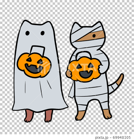 Halloween party for animals (Halloween, trick or treat, mummy man, ghost, sweets) 69948105