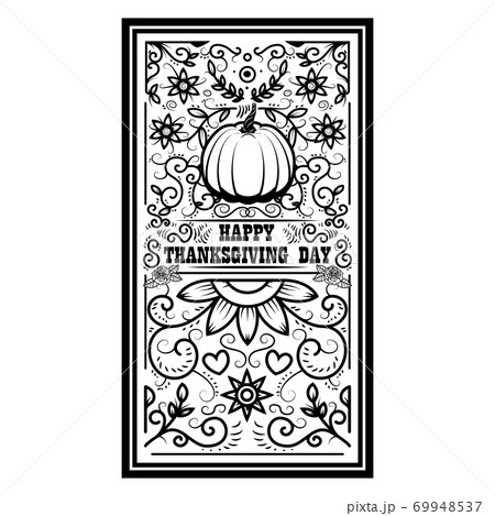 Happy thanksgiving day. Banner template with pumpkin. Design elements for poster, banner, card. Vector illustration 69948537