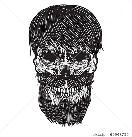 Bearded Skull Design Element For Poster のイラスト素材