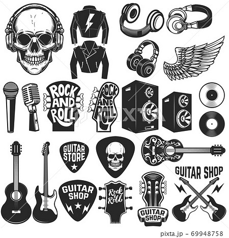 Set Of The Rock Music Design Elements Guitar のイラスト素材