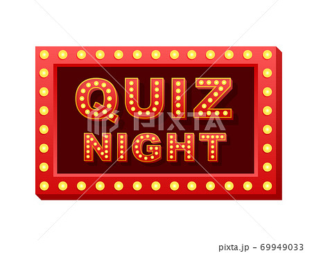 Retro light text quiz night. Retro light bulb. Vector stock illustration. 69949033
