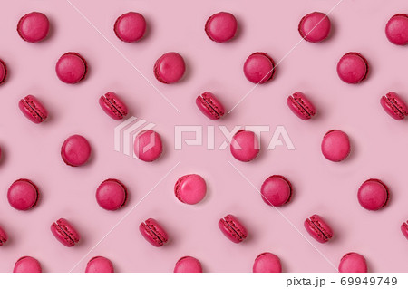 Pink bright Macaroons pattern color matching objects and background  69949749