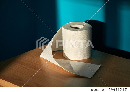 Toilet paper on shelf un sunlight Toilet paper on shelf un sunlight 69951217