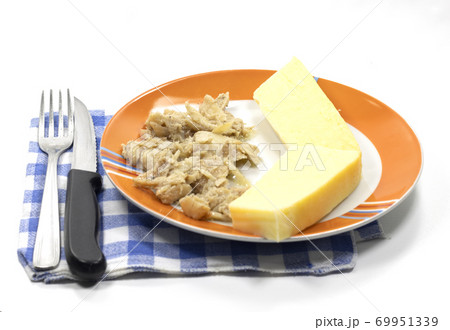 tub of polenta with Vicenza-style cod tub of polenta with Vicenza-style cod 69951339