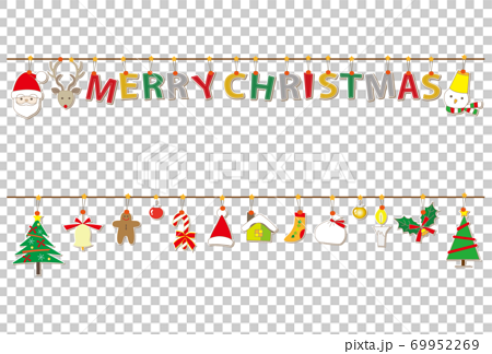 クリスマス素材 アップリケ風文字 MERRY CHRISTMAS ガーランド 69952269