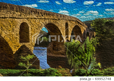 Gothic bridge on the Arga River at Puente La Reina Gothic bridge on the Arga River at Puente La Reina 69952748
