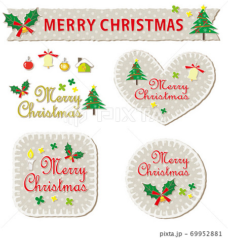 クリスマス素材のワッペン風 ドット柄 水玉模様 グレー 69952881