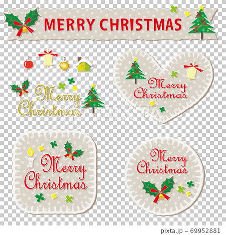 クリスマス素材のワッペン風 ドット柄 水玉模様 グレー 69952881