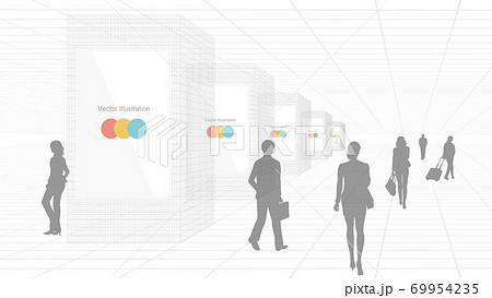 Digital signage installed on pillars Digital signage installed on pillars 69954235