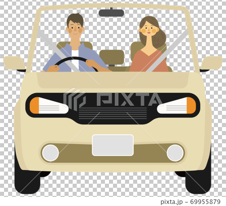 若い男女がドライブで笑顔のイラスト 若い男女がドライブで笑顔のイラスト 69955879