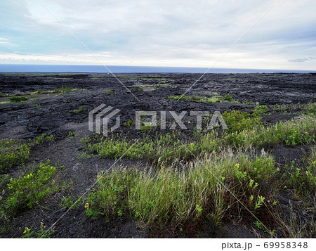 ハワイ島の溶岩の写真素材