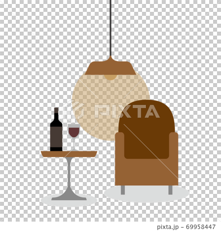 armchair and wine illustration 69958447