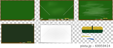 綺麗な黒板 消し後の残る黒板 ホワイトボードのデザイン様黒板イラストセットのイラスト素材