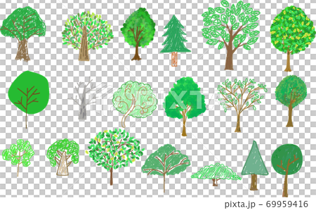 手工繪製的可愛的粗糙樹圖 69959416