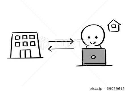 テレワークで働く人のイラスト素材
