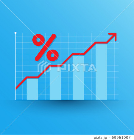 Graph chart moving up meaning growth and increase money value with percentage symbol 69961007