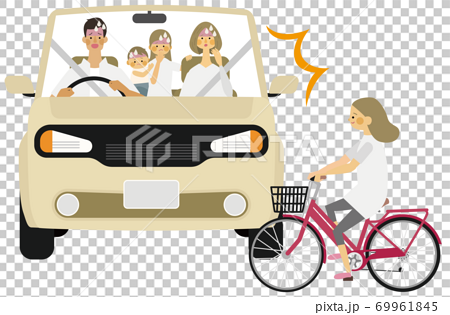 車と子供の自転車との事故イラスト 69961845