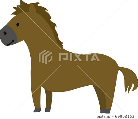 可愛いくてシンプルな馬のイラストのイラスト素材
