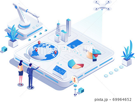 ビジネス マネジメント 働いている人の抽象的なイラストのイラスト素材