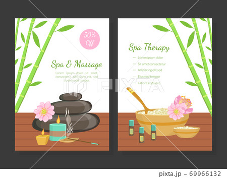Spa and Massage, Spa Therapy Card Templates Set, Beauty Salon, Wellness Center, Relaxing Procedures, Skincare Treatment Promotional Leaflet, Flyer, Voucher, Invitation Card Vector Illustration Spa and Massage, Spa Therapy Card Templates Set, Beauty Salon, Wellness Center, Relaxing Procedures, Skincare Treatment Promotional Leaflet, Flyer, Voucher, Invitation Card Vector Illustration 69966132