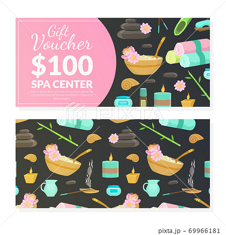 Spa Center Card Template, Beauty Salon, Wellness Center, Relaxing Procedures, Skincare Treatment Promotional Leaflet, Flyer, Invitation Card, Advertising Vector Illustration 69966181