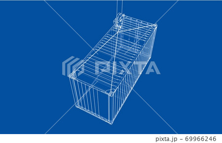 Cargo container. Wire-frame style Cargo container. Wire-frame style 69966246