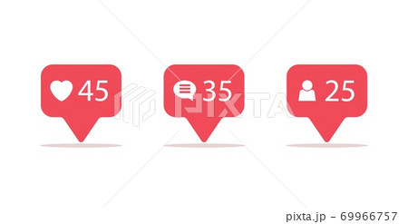 Social network icons pack. Like, comment, follow. 69966757