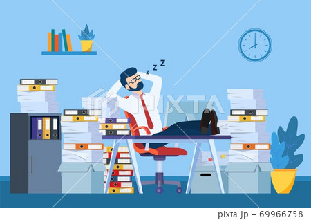 Business man is sleeping at his workplace 69966758