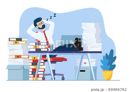 Business man is sleeping at his workplace Business man is sleeping at his workplace 69966762