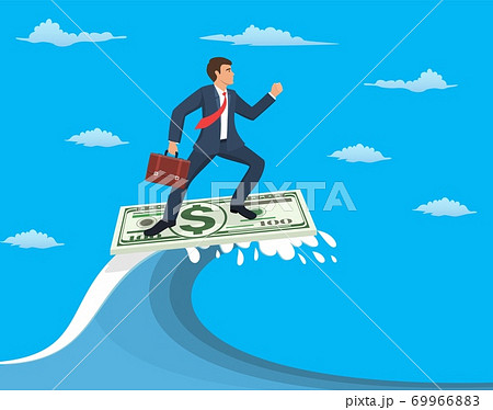 Businessman surfing on wave, Business concept Businessman surfing on wave, Business concept 69966883
