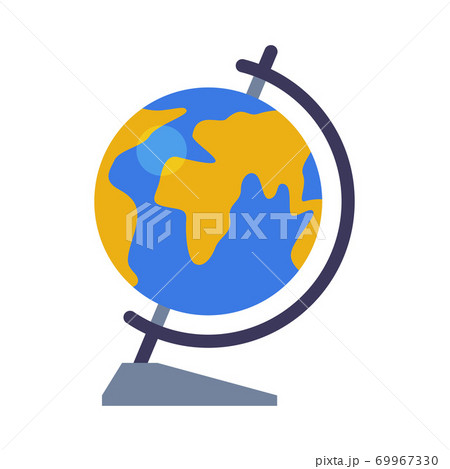 School Globe, Geography Lesson Equipment Flat Style Vector Illustration on White Background 69967330