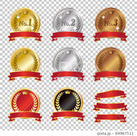 Shining three-dimensional red ribbon gold... - Stock Illustration  [69967511] - PIXTA