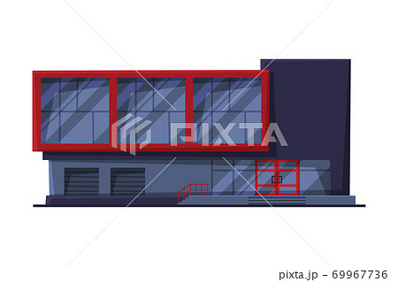 Shopping Center, Modern Commercial Orthogonal Building Facade, Urban Architecture Design Element Flat Vector Illustration 69967736
