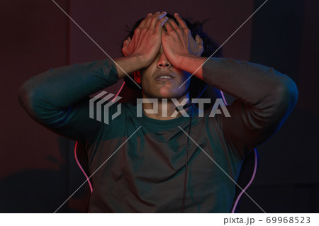 Computer hacker tired of work Computer hacker tired of work 69968523