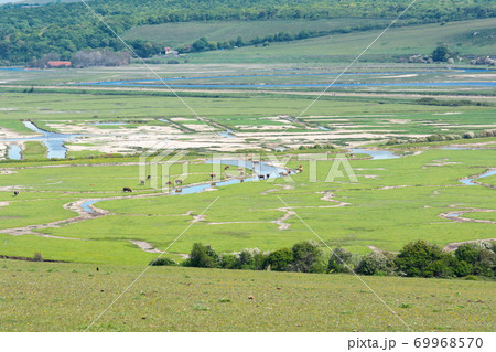 Cuckmere river near Seaford, East Sussex, England 69968570