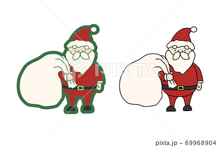 かわいいサンタさんの手描きイラストのセット サンタクロース クリスマス 冬 12月 アイコンのイラスト素材