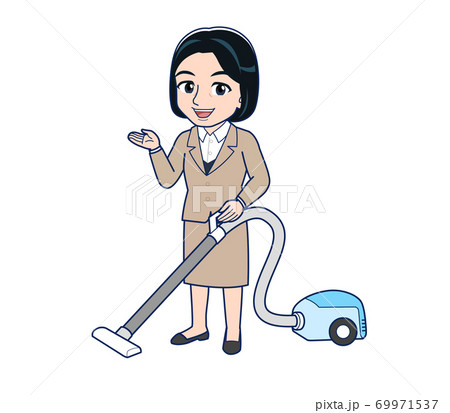 掃除機をかける職員のイラスト素材