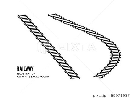 Railroad set top view. Vector illustration on white 69971957